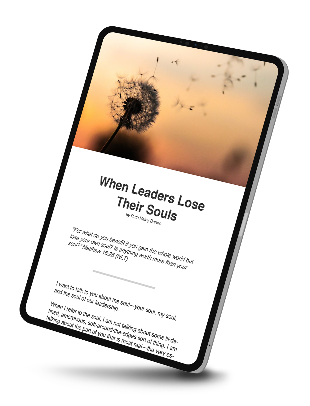 tablet view of week one of the Strengthening the Soul of Your Leadership Journey